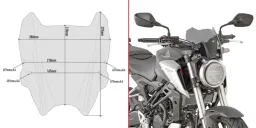 Windschild, getönt, 210x280 mm (HxB), mit ABE, für Honda CB 125 R (21-26) u. CB 300 R (18-26)